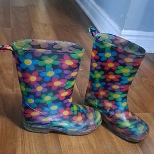 Capelli of New York Colorful Floral Kids Rain Boots